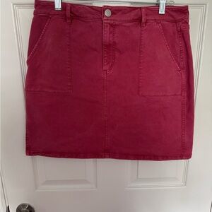 LOFT Red Mini Denim Skirt Casual